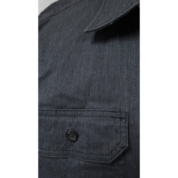 Wrangler Epic Mens Large Dark Charcoal Heather Long Sleeve Soft Denim Shirt - Picture 2 of 12